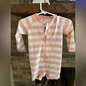 Hanna Andersson Pink and White Striped One Piece Swimsuit